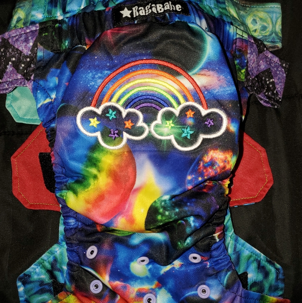 Rainbow Embroidered Ragababe Cloth Diaper AI2